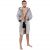 Men's bathrobe, knee-length, large hood, size M/L, grey 93440380