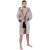 Gray hooded bathrobe for men, M/L size, with two pockets, belt, and hanging loop