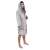Gray hooded bathrobe for men, M/L size, with two pockets, belt, and hanging loop