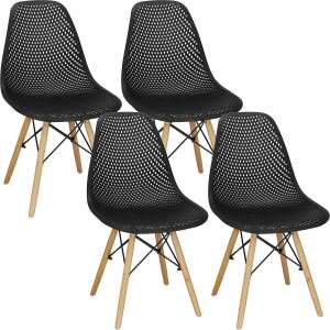 Set 4 scaune dining Milano pentru bucatarie cu textura perforata, 43x83cm, negru 93440475 Scaune sufragerie