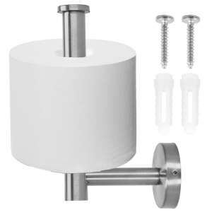 Stainless steel toilet paper holder with mounting system, 16cm, shiny silver - Toilet Paper Holder & Stand