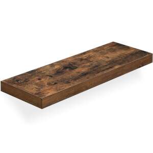 Rustic brown floating shelf, 80 cm long, MDF wood, for wall mounting - Office Furniture