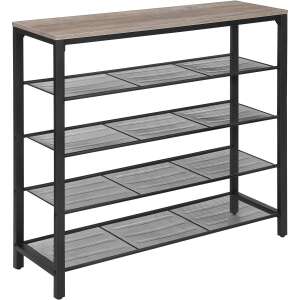 VASAGLE 4-Tier Shoe Rack with Top Shelf, Industrial Style, Grey and Black, 100x30x93cm - VASAGLE Shoe Storage