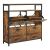VASAGLE Industrial Style Shoe Cabinet with 4 Tilting Drawers and Open Shelf, Rustic Brown and Black