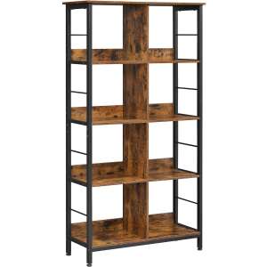 Рафт с 8 отделения VASAGLE, за офис, 80 x 33 x 149 см, Рустик кафяво и черно LLS105B01 93442143