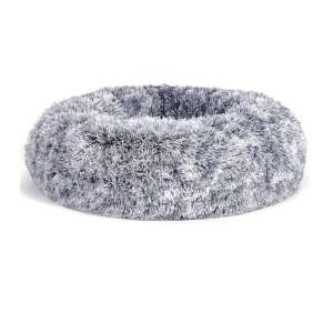 FEANDREA gray plush dog bed, round shape, comfortable for small dogs - Dog Bed