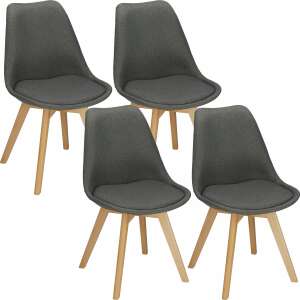 Set 4 scaune dining Verdhe pentru bucatarie tapitat cu material din in, 44x80cm, gri 93443120 Scaune sufragerie