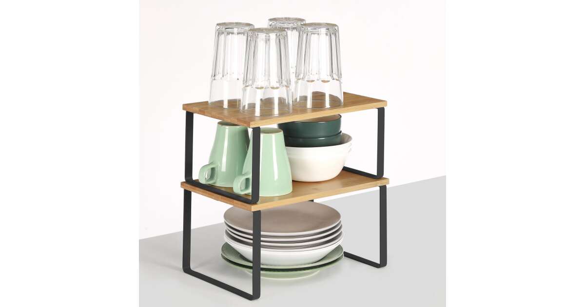 SONGMICS Set 2 rafturi de bucatarie suprapozabile, pentru ustensile sau ...