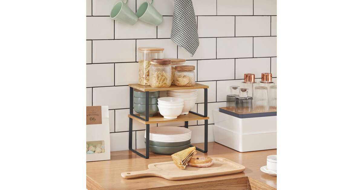 SONGMICS Set 2 rafturi de bucatarie suprapozabile, pentru ustensile sau ...