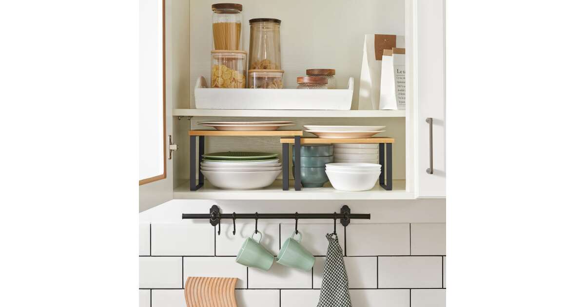 SONGMICS Set 2 rafturi de bucatarie suprapozabile, pentru ustensile sau ...