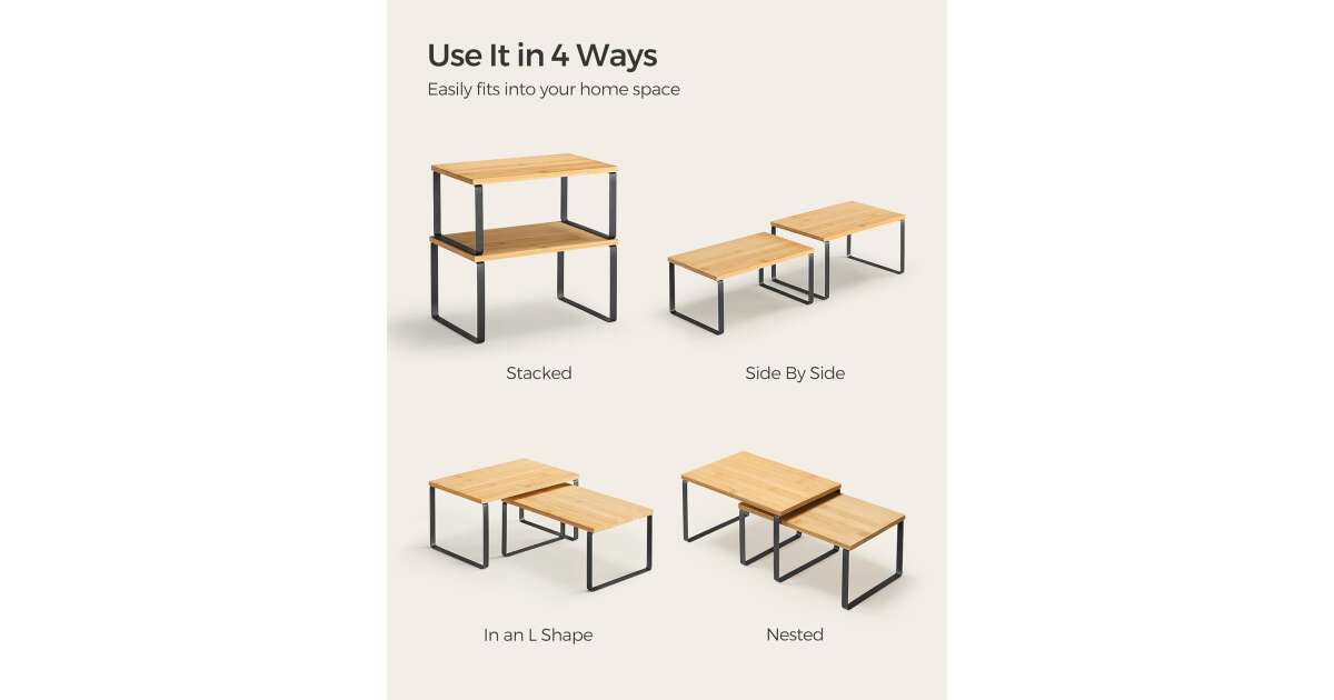 SONGMICS Set 2 rafturi de bucatarie suprapozabile, pentru ustensile sau ...