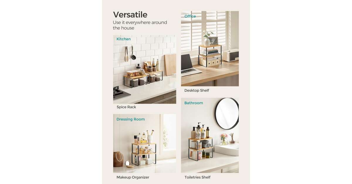 SONGMICS Set 2 rafturi de bucatarie suprapozabile, pentru ustensile sau ...