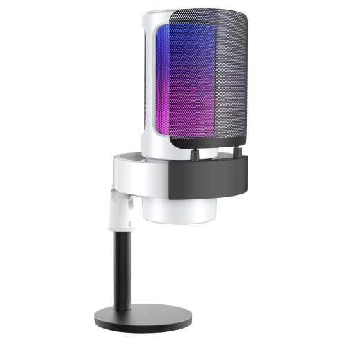 AxaCube® kondenzátor mikrofon RGB világítással, ideális játékhoz, felvételhez és streameléshez