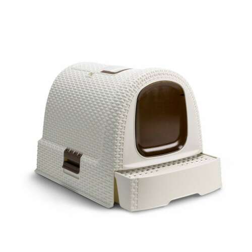 Kuweta dla kota CURVER Rattan, kolor kremowy, z szufladą i schowkiem, dla kotów