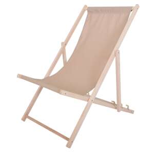 ROJAPLAST BAHAMA NATURE Bükkfából Készült Állítható Nyugágy - Natúr Fa, Bézs Szövet - Napozóágy & Nyugágy