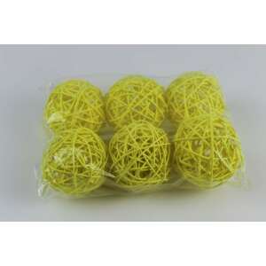 6 db sárga fonott golyó, 7 cm átmérőjű, dekorációs golyók - Őszi dekorációs kellék