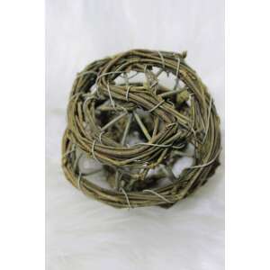 Barna fonott gömb, 10cm átmérőjű, kézműveskedéshez és dekorációhoz - Őszi dekorációs kellék