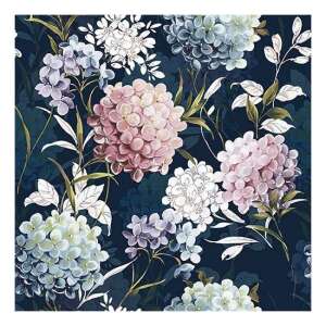 Virágos mintás szalvéta, sötétkék háttérrel - Szalvéta