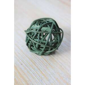 Sötétzöld rattan gömb, 5cm átmérőjű, koszorúk, csokrok és ikebanák díszítéséhez - Őszi dekorációs kellék