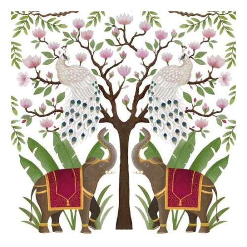 Elephants and Peacocks papírszalvéta, 33x33cm, 20 db-os