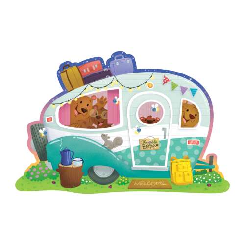 Glänzendes Wohnwagen-Bodenpuzzle, 45-teiliges Puzzle für Kinder ab 3 Jahren, mit einem Wohnwagen-förmigen Puzzle mit einem lustigen Design