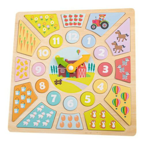 Fa oktatóóra wooden learning clock puzzle for kids