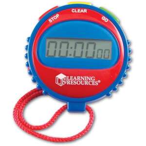 Learning Resources Simple Stopwatch, blue digital timer with red lanyard, perfect for kids - Other Measuring Tool