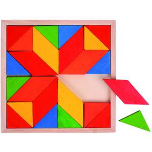 Joc de construcție din lemn Mozaik, forme geometrice colorate, jucărie educativă pentru copii - Jocuri creative și de construcție