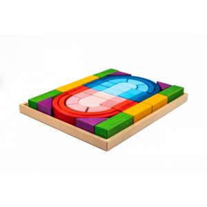 Sada drevených stavebných kociek pre deti, obsahuje oblúky, kocky a drevenú tácku, skvelá na kreatívnu hru a fantáziu - Marc Toys