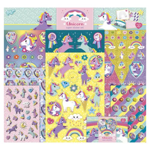 Fun4Kids Egyszarvú Matrica Készlet - 300+ db Dombornyomott, Csillogó Matrica 174355744 - Totum