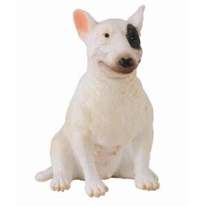 Collecta Bull Terrier Figurine, Female Dog, White, Sitting - Collecta