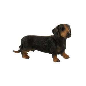 Dachshund dog figurine, black and tan, hand painted, plastic, PVC free, 7.4 x 3.4 x 5 cm - Bullyland