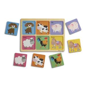 Melissa & Doug Prieteni de la fermă Puzzle din lemn, 12 piese, ecologic, pentru bebeluși, animale de la fermă, jucărie educativă - Puzzle pentru copii