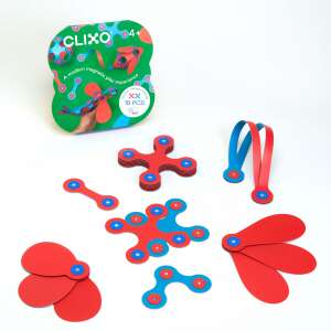 Clixo magnetic building toy set, Itsy pack, Flamingo-Turquoise, 18 pieces, includes various shapes and colors, perfect for creative building and imaginative play - Magnetic building game