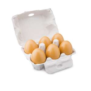 New Classic Toys wooden eggs in a cardboard box, 6 pack - Play food
