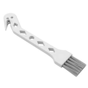 White cleaning brush for robot vacuum cleaners, with a hook for removing hair and threads - Robot vacuum accessory