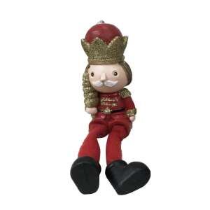 Vörös és arany dióhéj törő figurka hosszú lábakkal, 12cm magas - Nonbrand Karácsonyi dekoráció