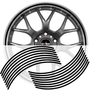 Avex Wheel Rim Sticker Rings Set for Rims, 16 pcs, Glossy Black