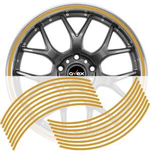 Avex Wheel Rim Sticker Set, 16 pcs, Gold Glossy