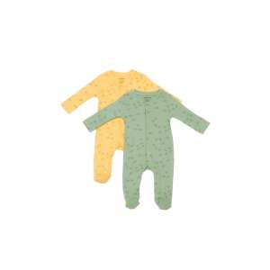 BabyCosy 2-es csomag hosszú ujjú baba body, 50% modál 50% bio pamut, citrom/zöld, 0-3 hónapos méret - BabyCosy