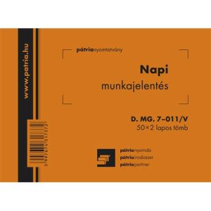 Pátria Nyomda - Napi Munkajelentés Blokk - A/6 - 50x2 Lap 136825657 - Patria