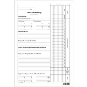Patria - Javítási Munkalap Blokk - A/4 - 100 Lap