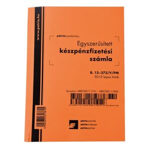 PATRIA - Egyszerűsített Készpénzfizetési Számla - Tömb - A/5 (50x3) 136826611 - Patria