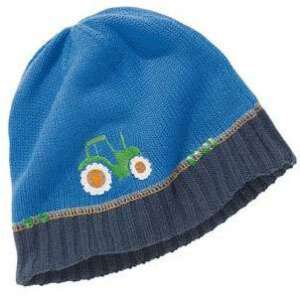 Blaue Strickmütze mit Traktor-Design für 1-2 Jahre alte Kinder - Kindermützen, Sets