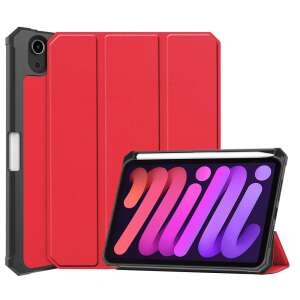 Apple iPad Mini (2021) (8.3), mappa tok, Apple Pencil tartóval, Smart Case, Wooze New Style Trifold Case, piros 93496374 Tablet tokok