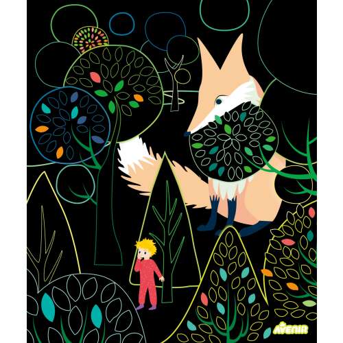 Avenir Kreatív Karckép Fénydobozom, Mágikus Utazás, karckép jelenet rókával és fiúval az erdőben