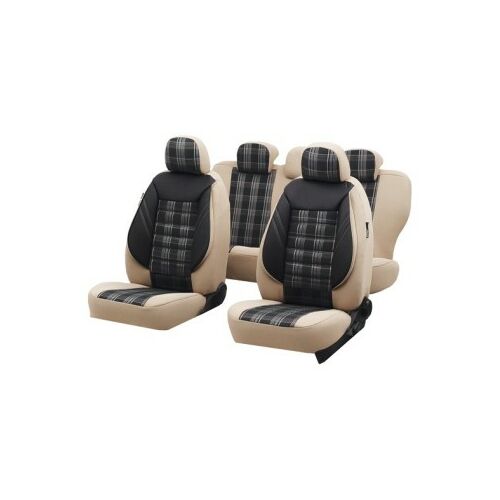 Set universal de huse pentru scaune auto sport bej și negru în carouri
