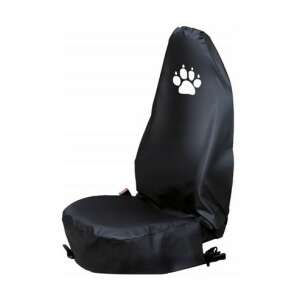 Carpassion reusable eco-leather car seat cover, black with white paw print - CarPassion
