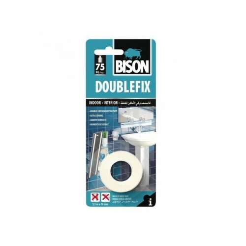 Bison Doublefix 1.5m x 19mm double-sided mounting tape, strong, waterproof, for smooth surfaces