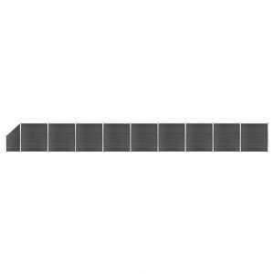 Fekete WPC kerítéspanelszett 1657 x (105-186) cm 93594495 